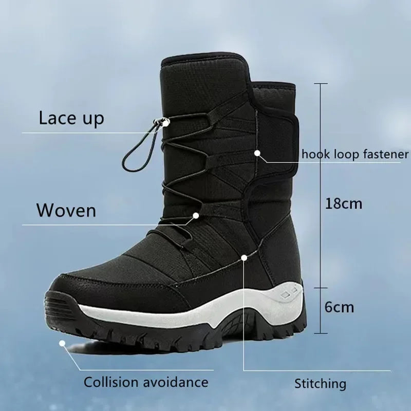 Winter Hiking Shoes Women Snow Boot Plush Fashion Ankle Boots High Top Waterproof Warm Fur Boots Platform